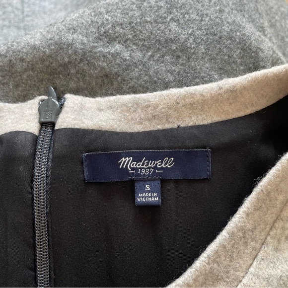 Madewell Geotilt Gray Color Block Wool Blend Long Sleeve Shift Dress EUC Size S - Picture 9 of 12